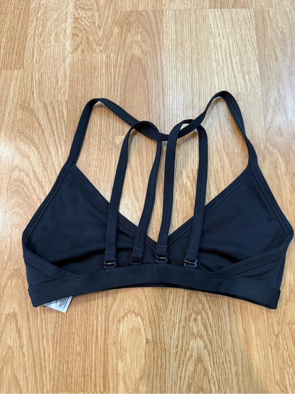 Gymshark Minimal Sports Bra Black XS Ruched Front Strappy Low Support - Picture 2 of 4